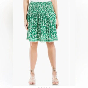 Max Studio‎ print pleated skirt green floral women’s  large NWT